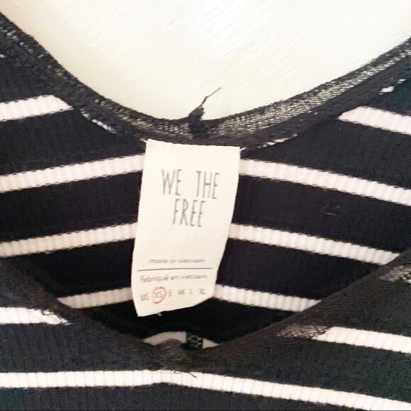 Free People Tangerine Stripe Tee black white sz XS - Picture 6 of 9